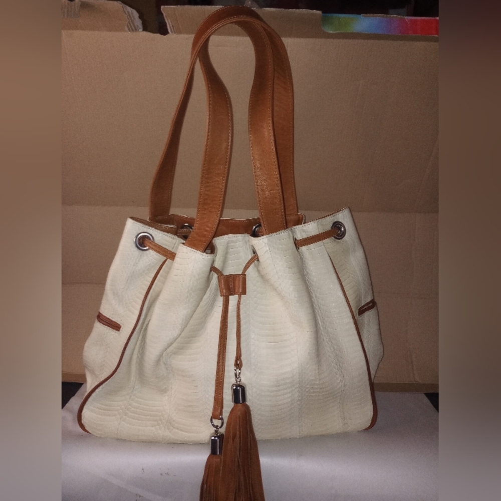 Blu + Baker Snakeskin shoulder bag beige